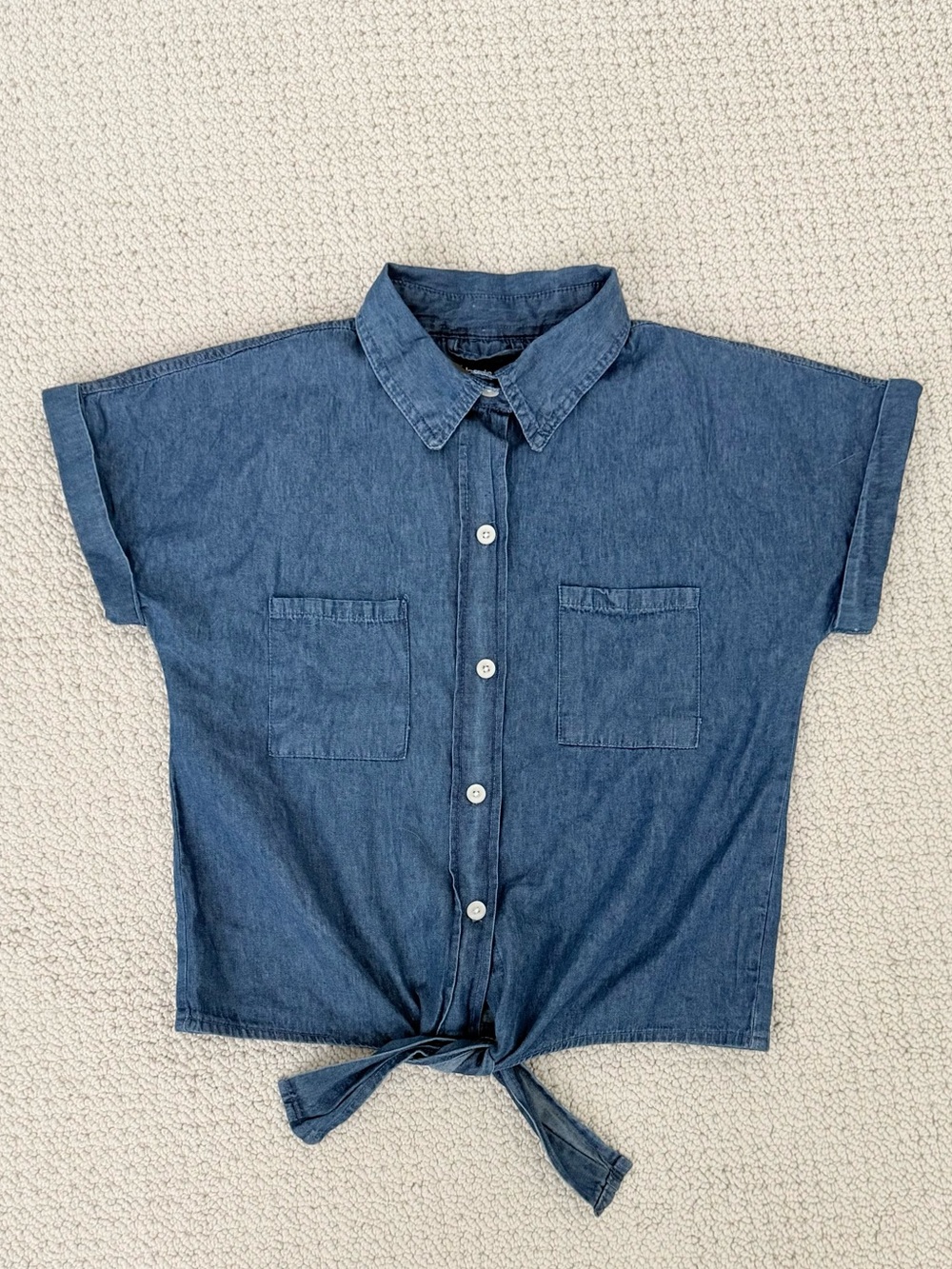 NWT Bebe Tie Front Denim Shirt - Picture 6 of 9